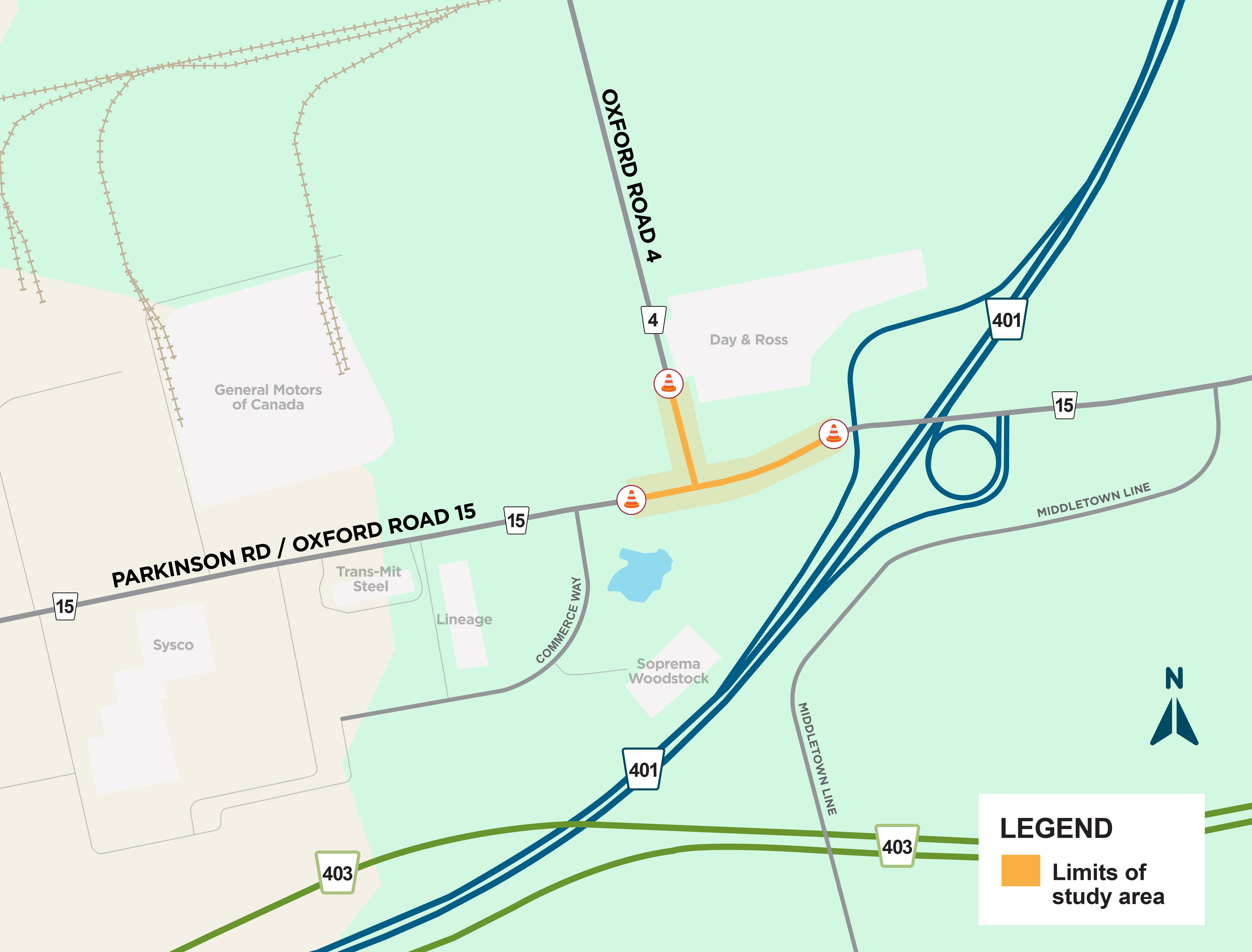 Oxford Road 4 & 15 study area map