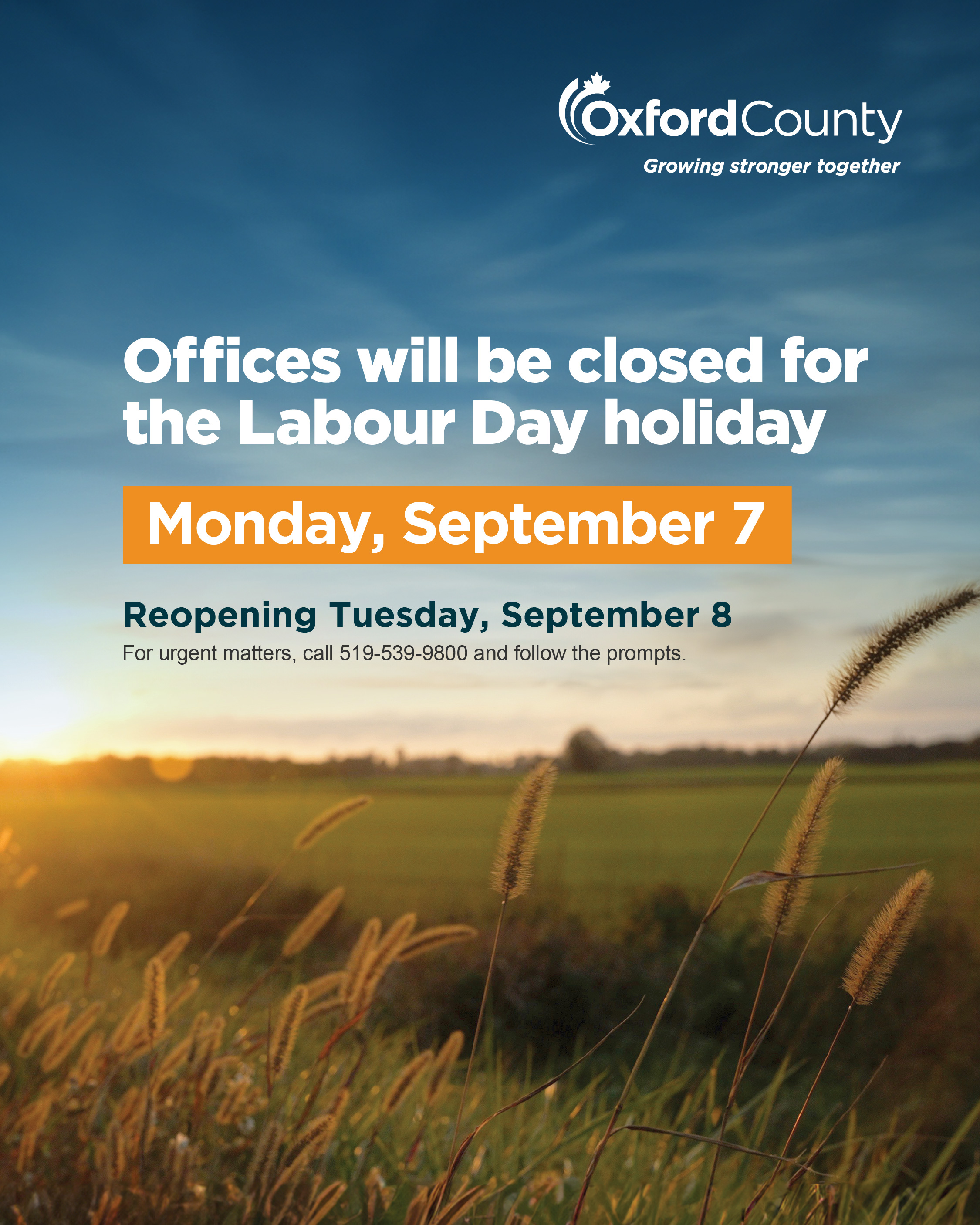 Labour Day 2026 closure