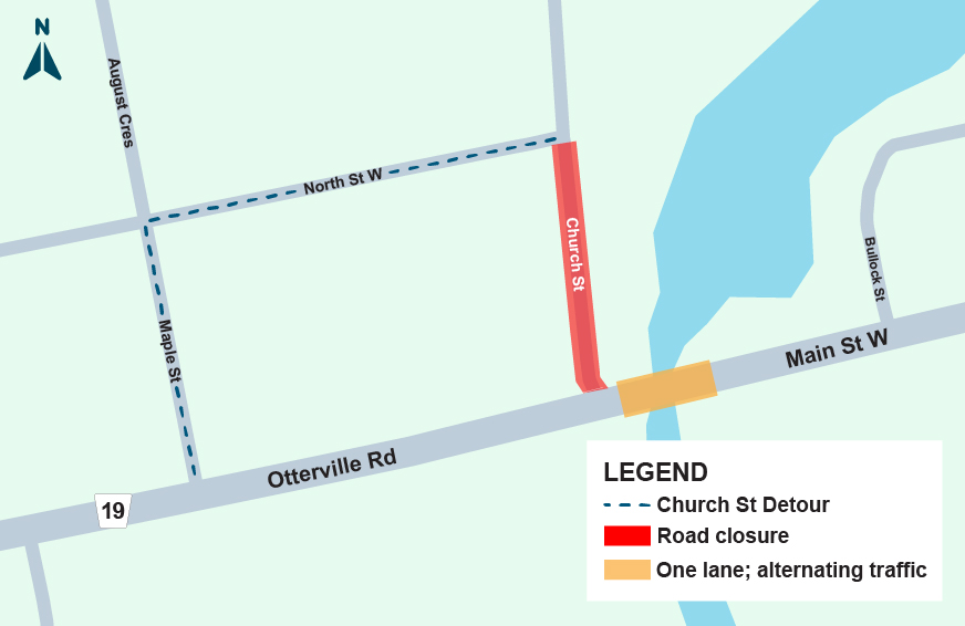 Oxford Road 19, Otterville - Bridge rehabilitation construction map