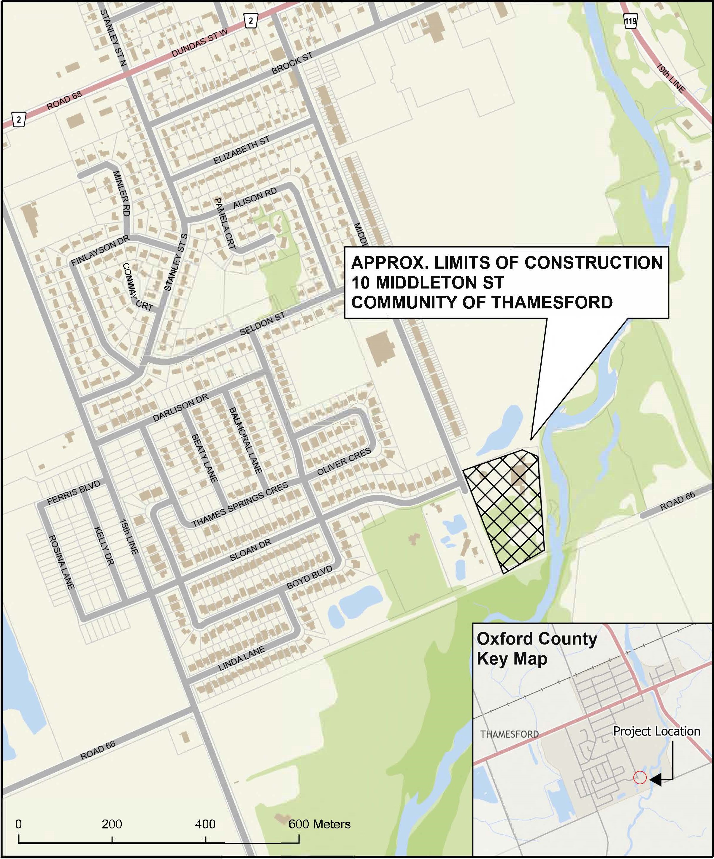 Thamesford Wastewater Treatment Plant construction map