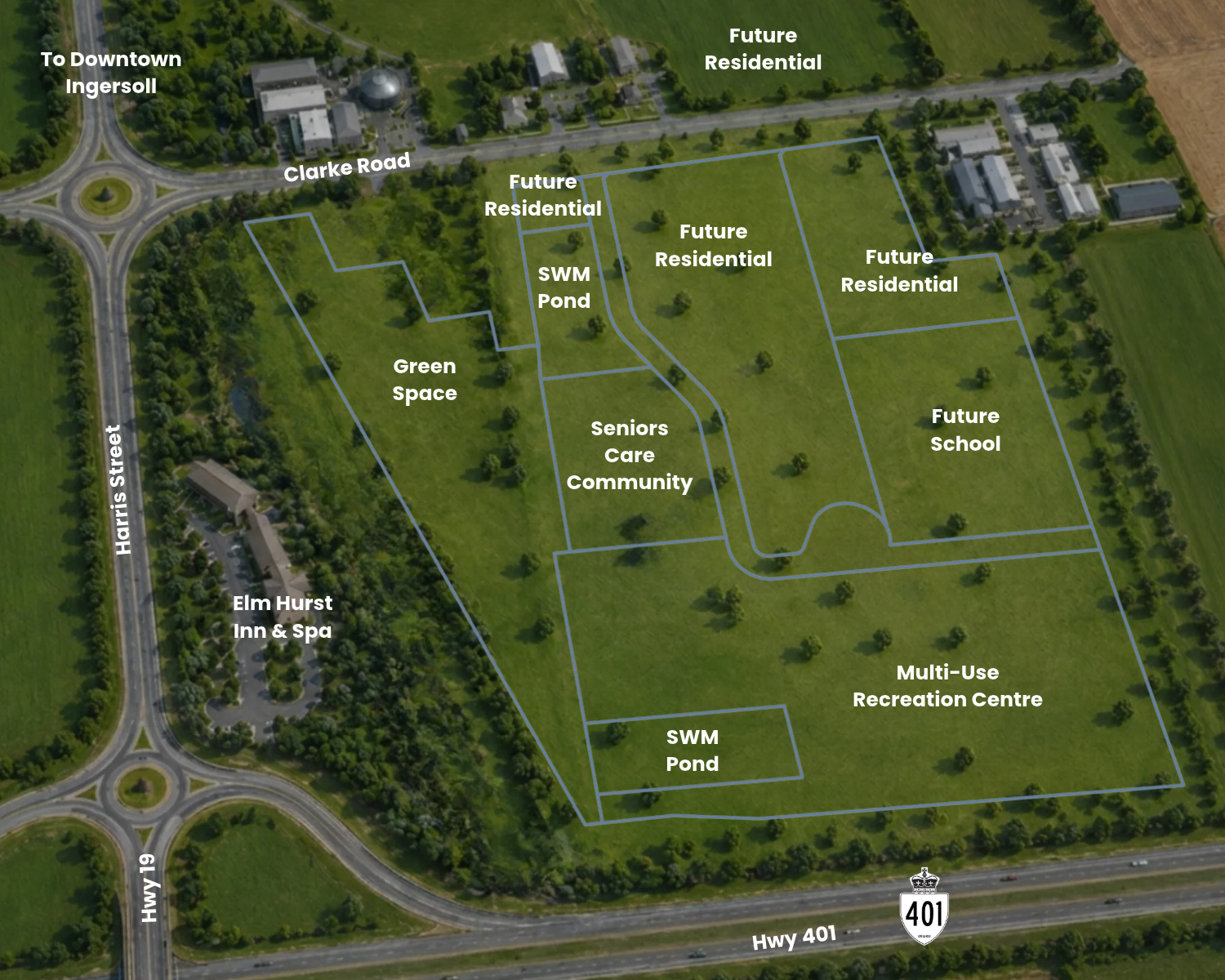 Labelled map of Ingersoll Community Campus