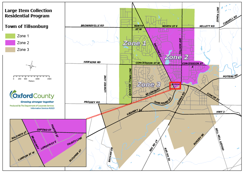 Tillsonburg Large Item Collection Map 2026