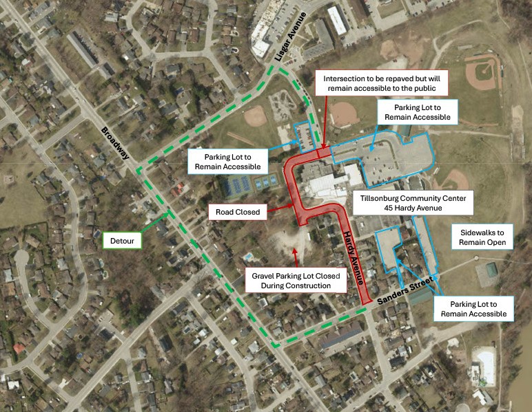 Hardy Avenue Closure and Detour Map