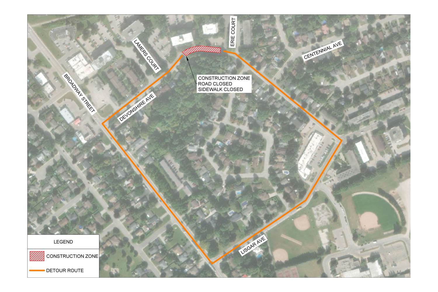 Devonshire Ave Detour Route (August 28-October 6)