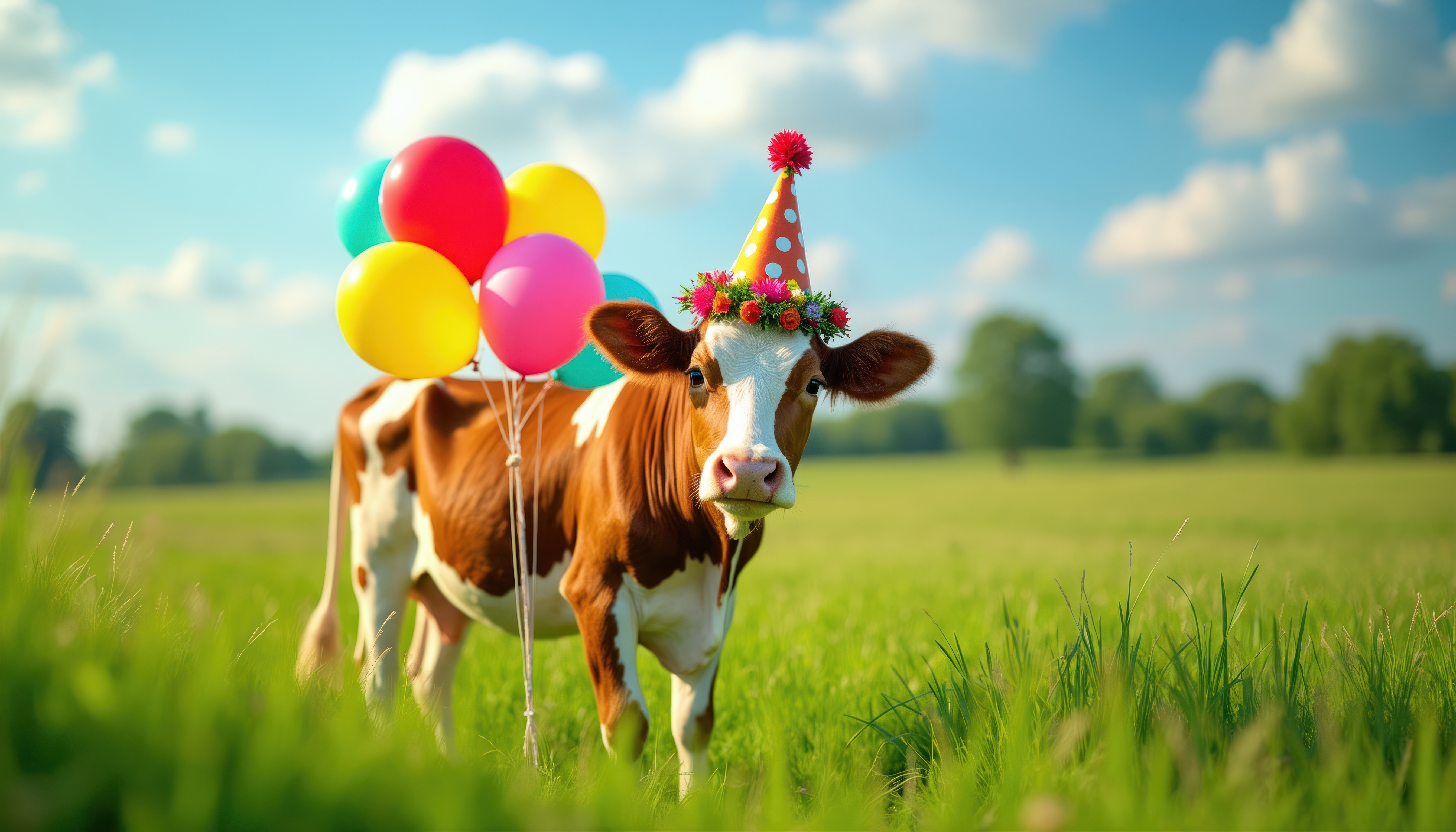 Cow in a party hat